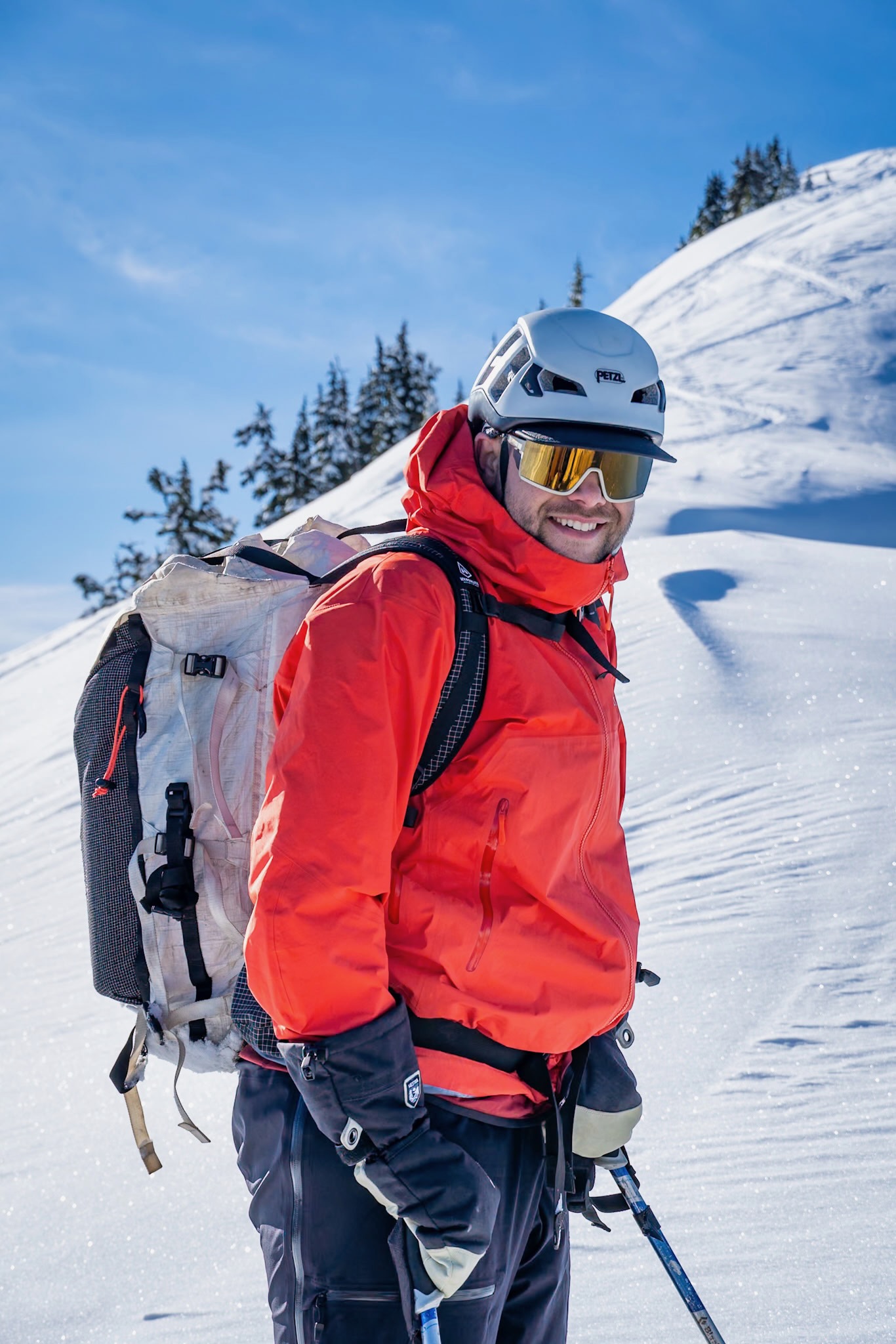 Andrew Stuntz backcountry skiing in the mountains near Bellingham, WA